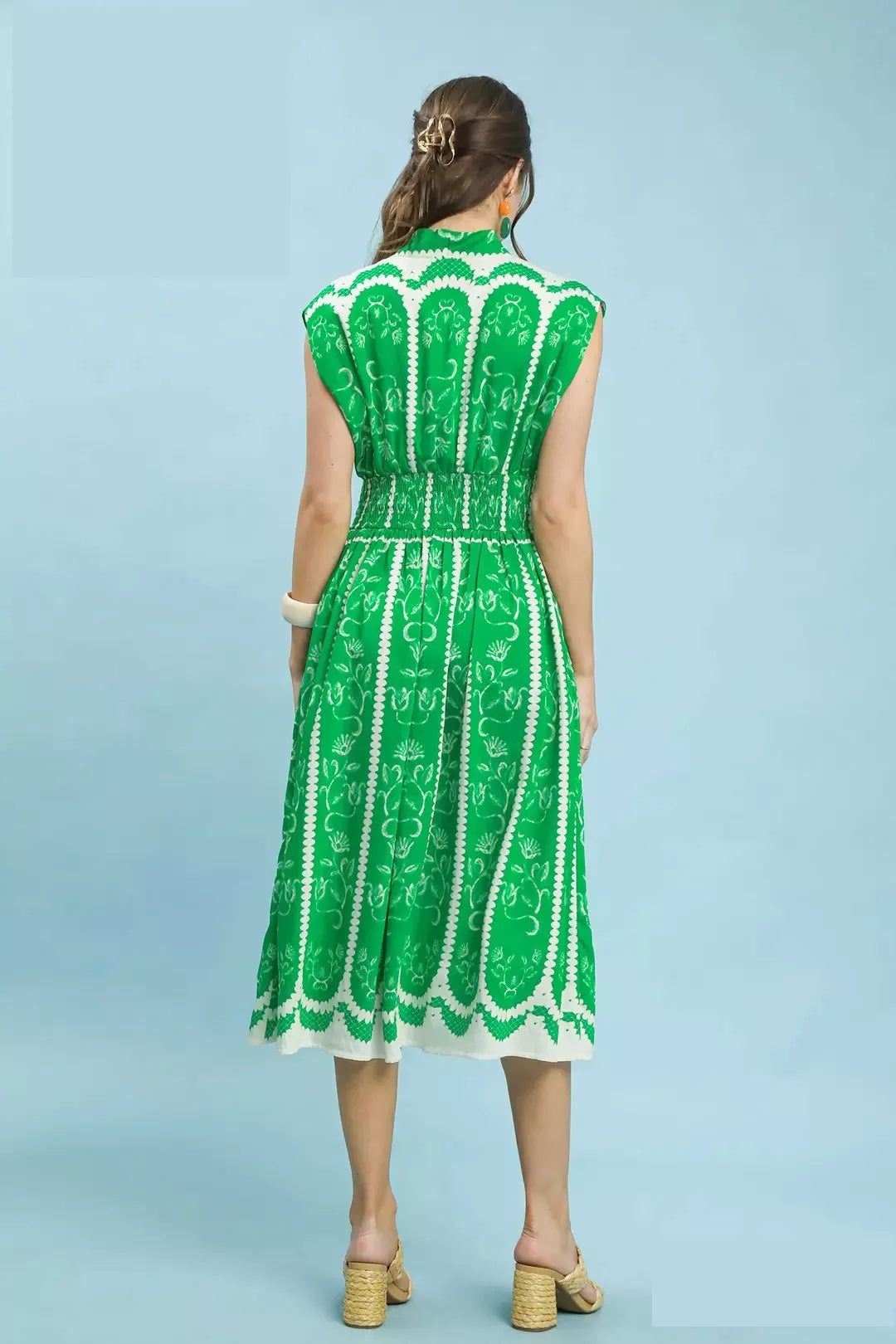 Umgee Sleeveless Smocked Midi Dress