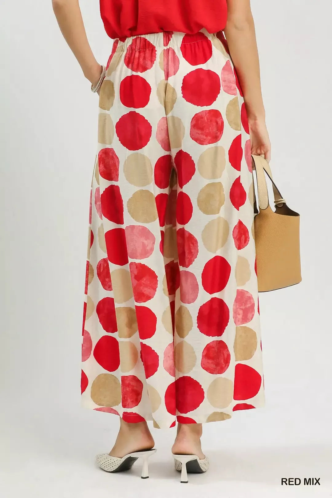 Umgee Dot Print Wide Leg Pants