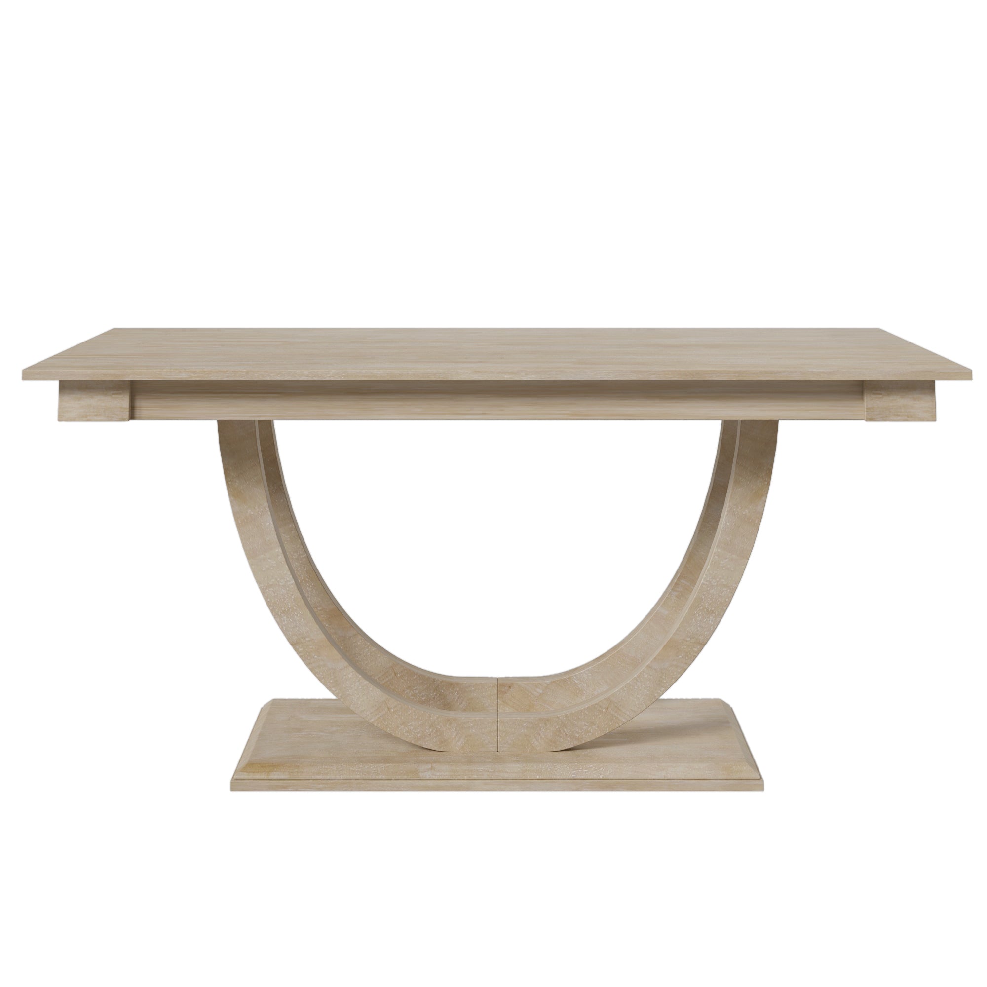 TOPMAX Modern Style Natural Wood 6-Piece Dining Table Set with Bench and Chairs, Upholstered Seats, Rubberwood Frame