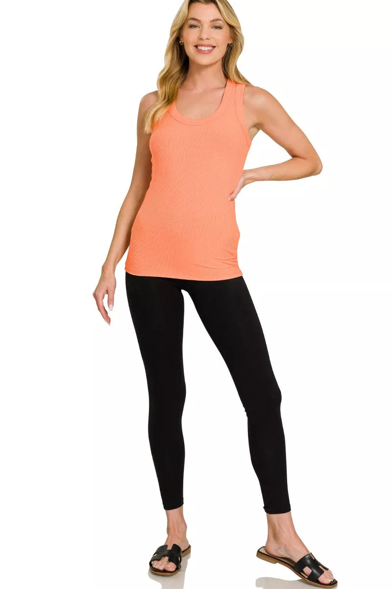 Zenana Ribbed Scoop Neck Tank Top