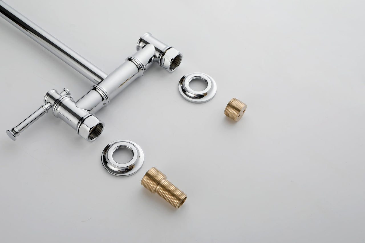 Wall mounted Pot Filler Faucet, Modern Brass Pot Filler Two-Attachment Wall Mount Folding Kitchen Pot Filler Swing Arm