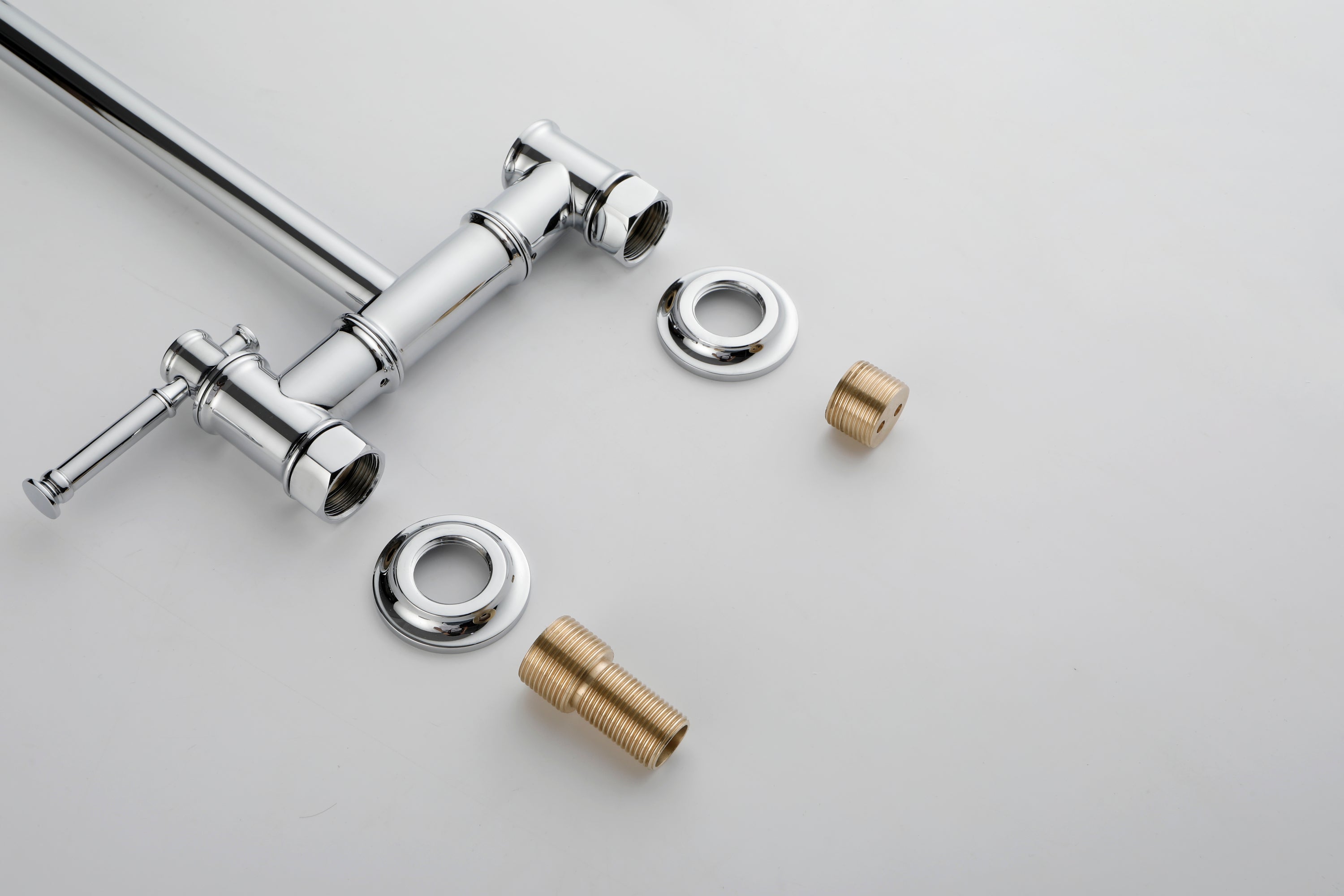 Wall mounted Pot Filler Faucet, Modern Brass Pot Filler Two-Attachment Wall Mount Folding Kitchen Pot Filler Swing Arm