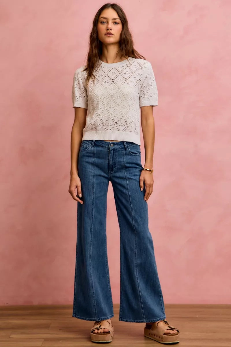 SO ME Seam Detail Mid Rise Stretch Denim Jeans