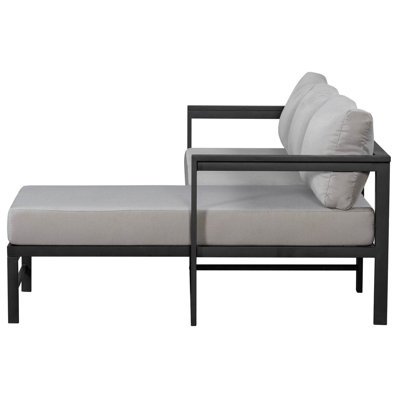 U_style Outdoor L-Shaped Sofa with Iron Frame,Weather-Resistant Patio Sofa Set with Ultra-Thick Cushions,Comfortable Seating for 3,Ideal for Patio, Balcony,and Garden