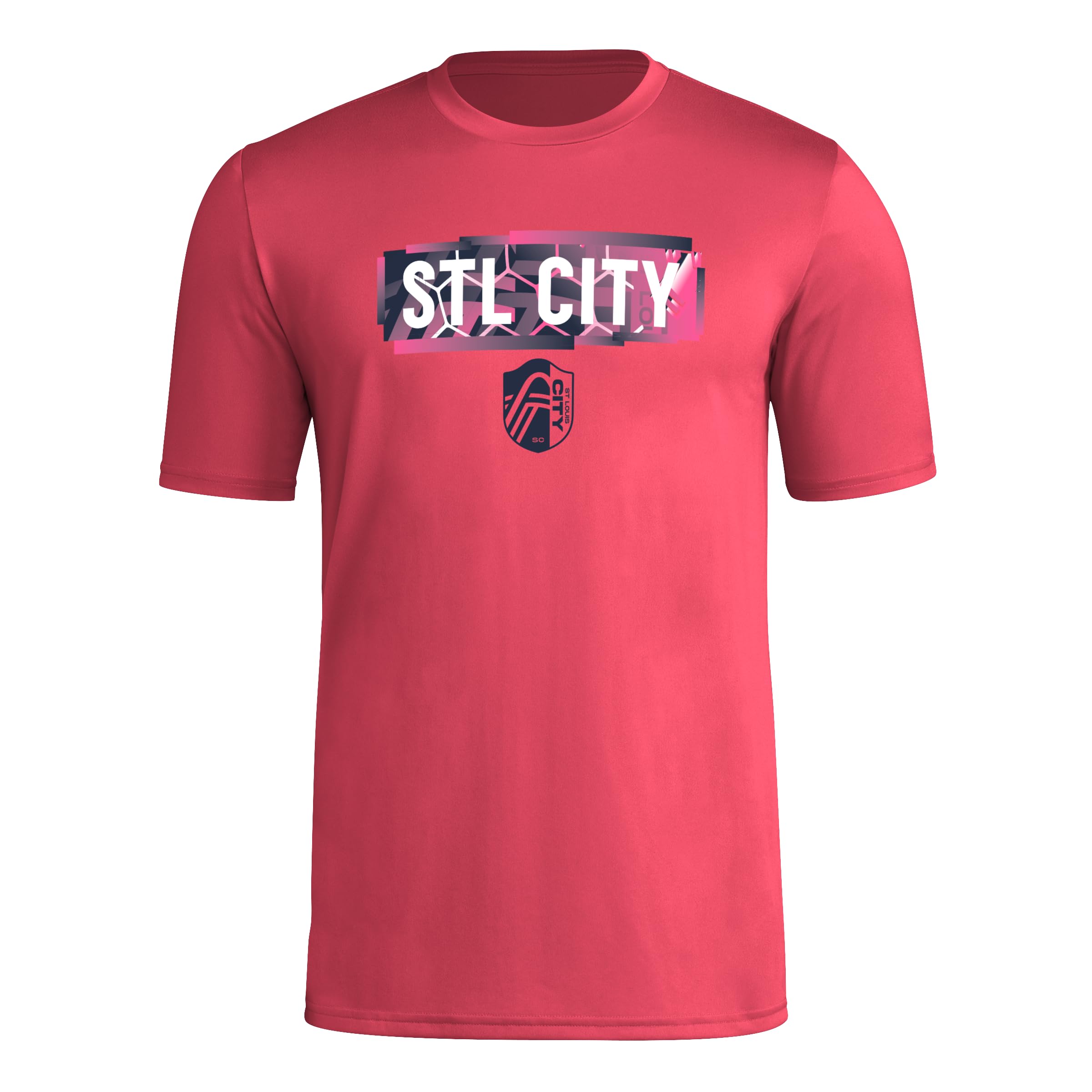 adidas Mens Long Sleeve Pre-Game T-Shirt Power Pink/St. Louis City Sc X-Large