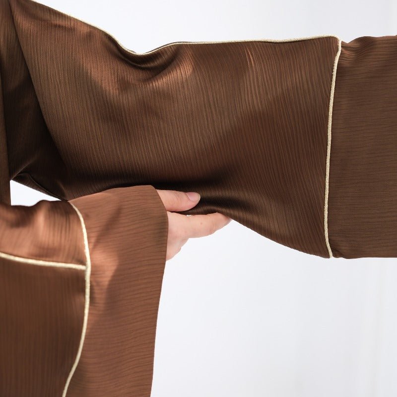 Acetate Crinkle Solid Color Round Neck Abaya Set(MA307)