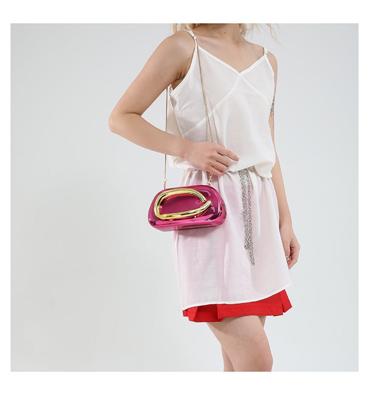 Acrylic Evening Clutch | Metallic Handle Party Bag with Chain Strap(MAC354)