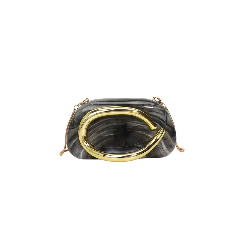Acrylic Evening Clutch | Metallic Handle Party Bag with Chain Strap(MAC354)