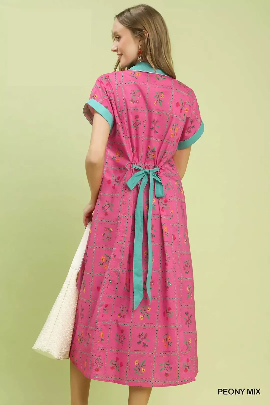 Umgee Mix Floral Button-Front Midi Dress