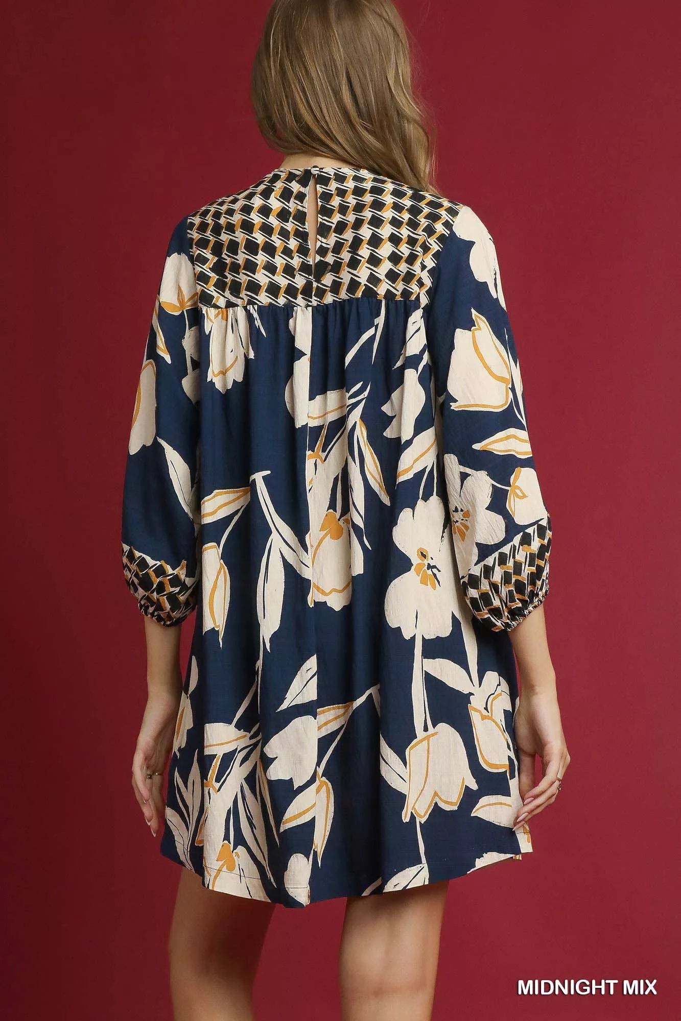 Umgee Floral High-Low Babydoll Dress