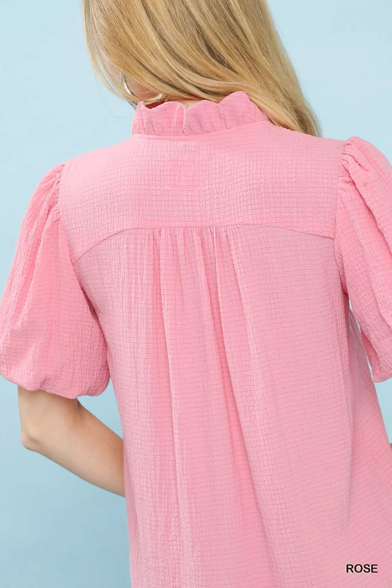 Umgee Seersucker Puff Sleeve Blouse