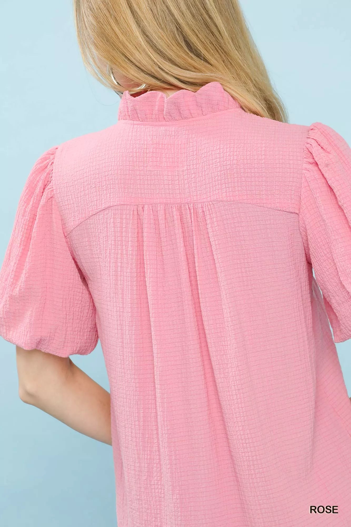 Umgee Seersucker Puff Sleeve Blouse