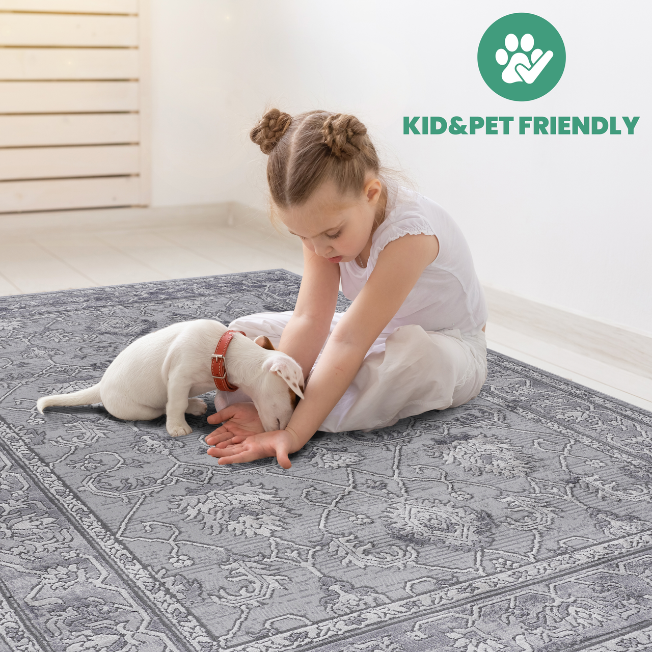NAAR MARFI Collection 5X7 Grey / Oriental Area Rug