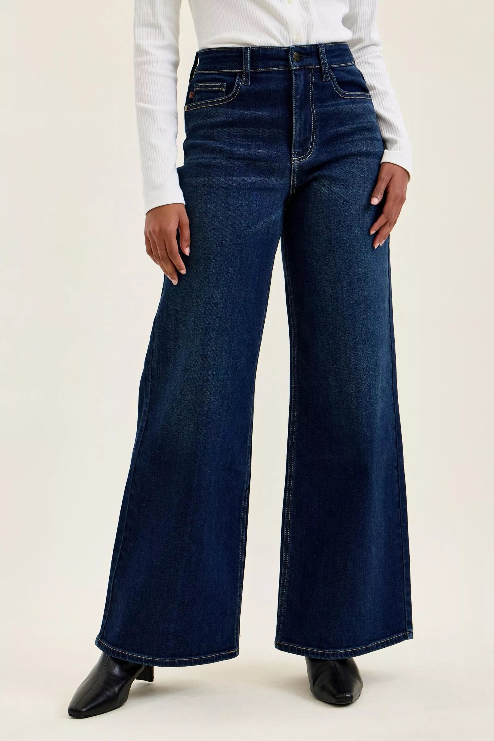 Judy Blue High-Waisted Wide-Leg Dark Wash Jeans