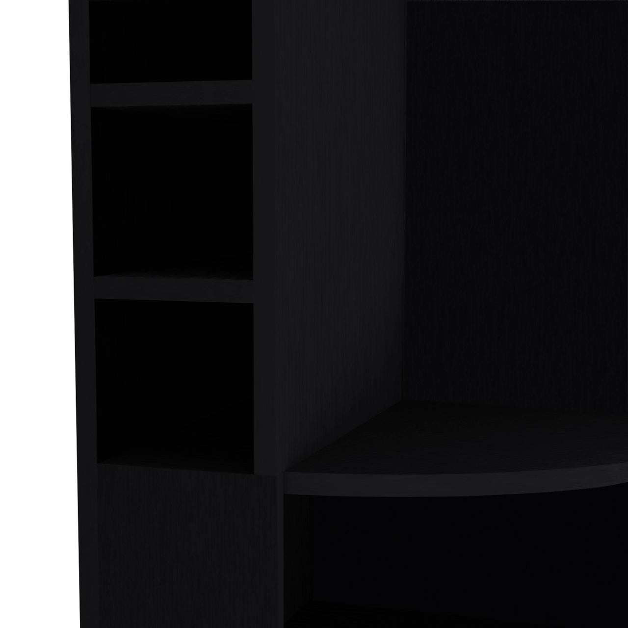 FM FURNITURE Clifton Corner Bar Cabinet, with 5 shelves,Cup Hanger and Eight Built-in Wine Rack, Black