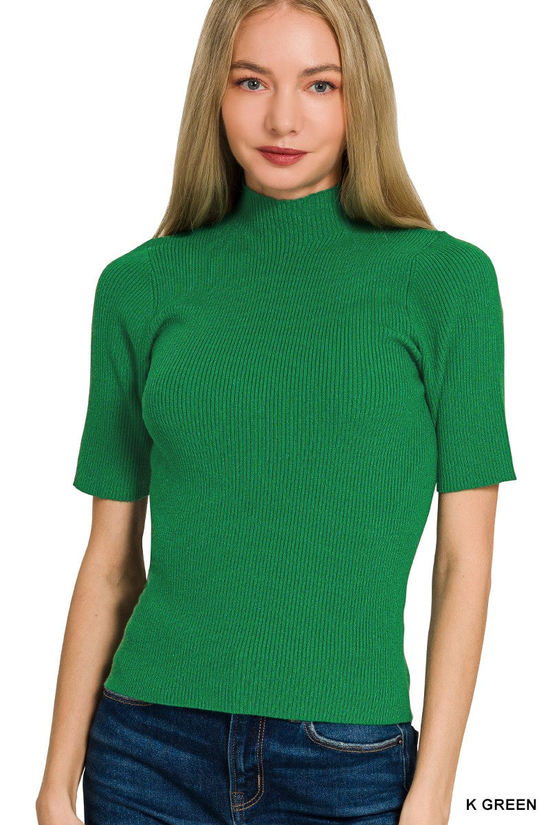 Zenana Viscose Ribbed Mock Neck Sweater