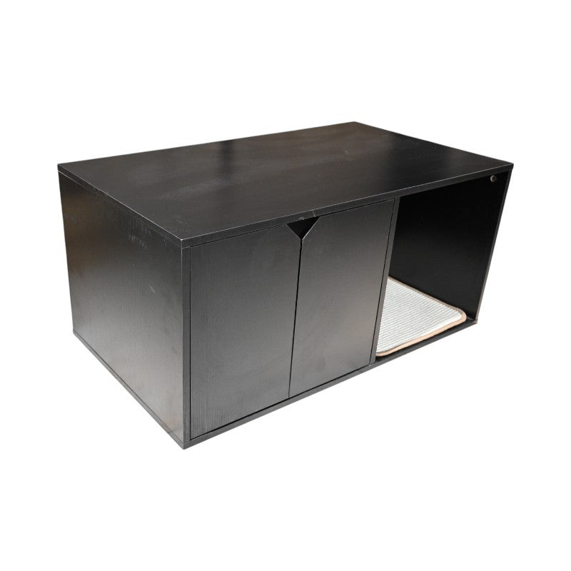35.83' Cat Litter Box Enclosure Hidden Furniture (Scratch Pad Included), Modern Black Cat House with Corrugated Cardboard Scratching Pad - 35.83' x 20.47' x 17.05', 52 lbs