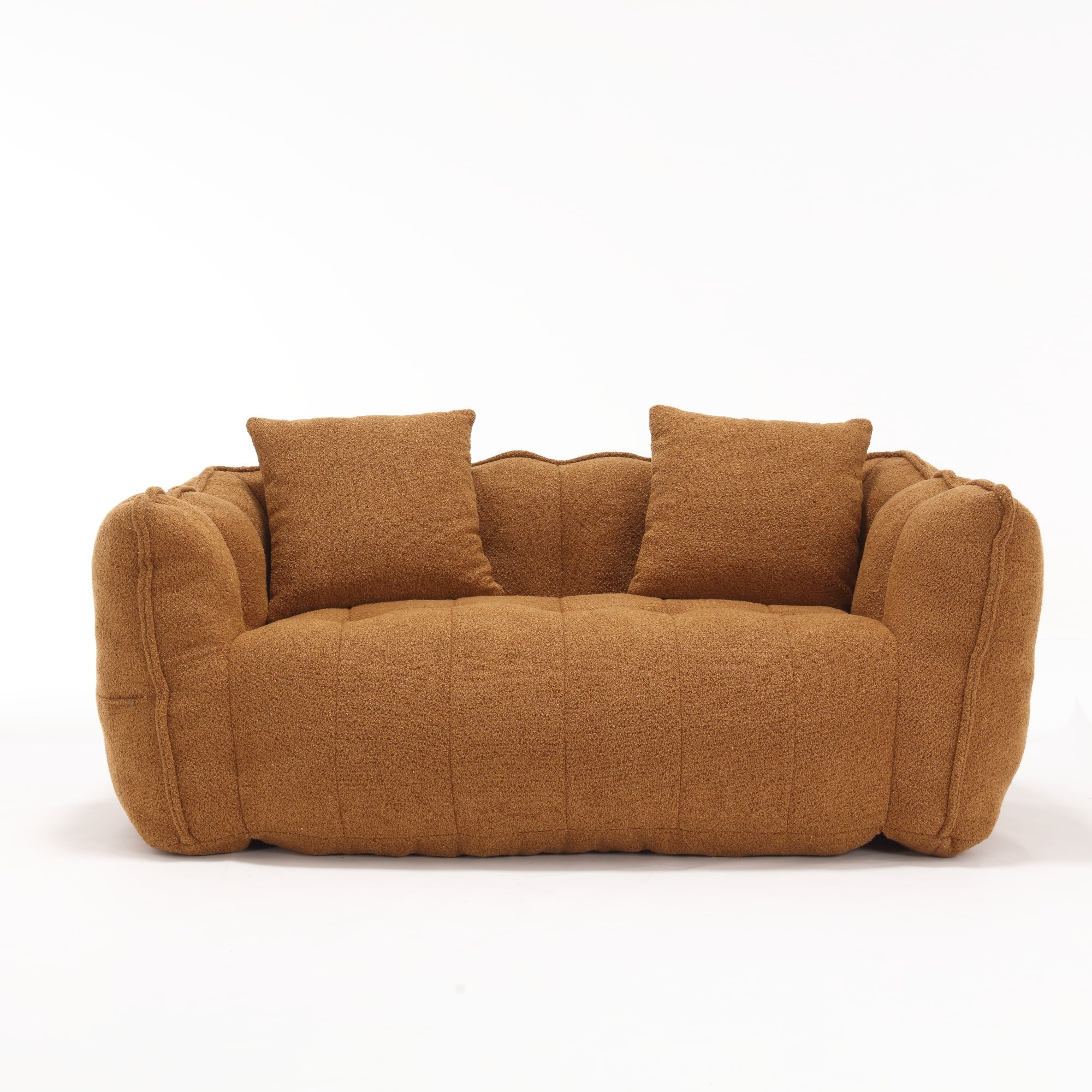 Cozy Beanbag Chair with High Resilience Foam Core for Two - Yellow Chenille, 66x35x25 inches
