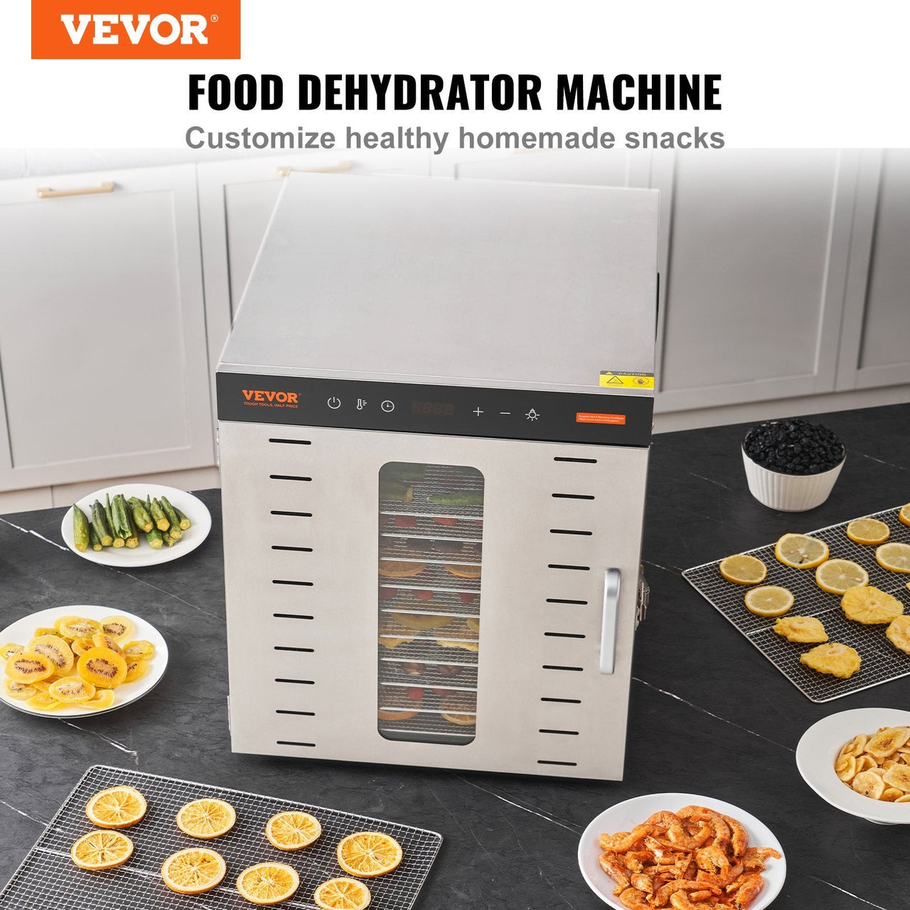 Food Dehydrator Machine, 10 Stainless Steel Trays, 1000W Electric Food Dryer with Digital Adjustable Timer & Temperature for Jerky, Herb, Meat, Beef, Fruit, Dog Treats and Vegetables