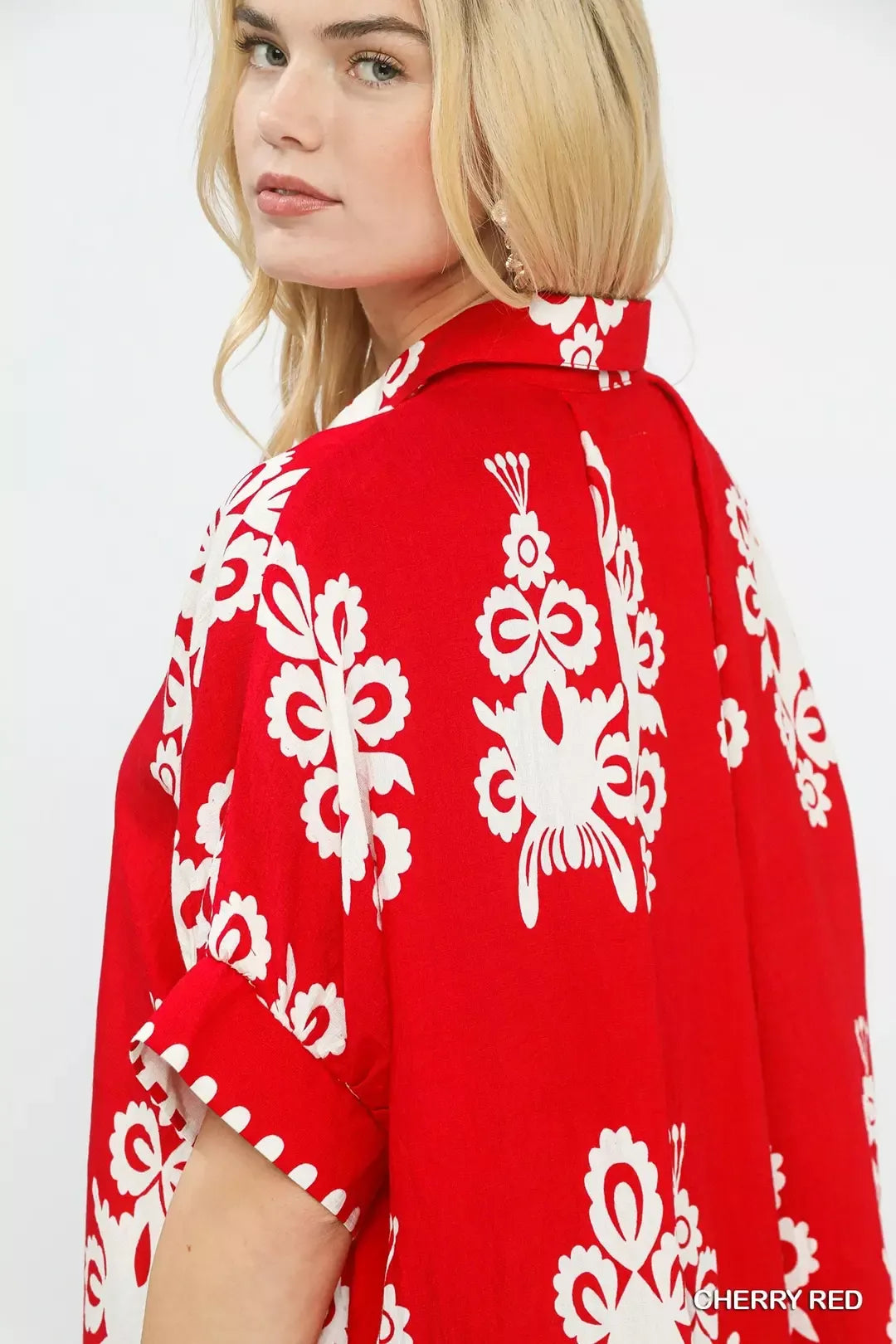 Umgee Abstract Print Button Down Short Sleeve Shirt