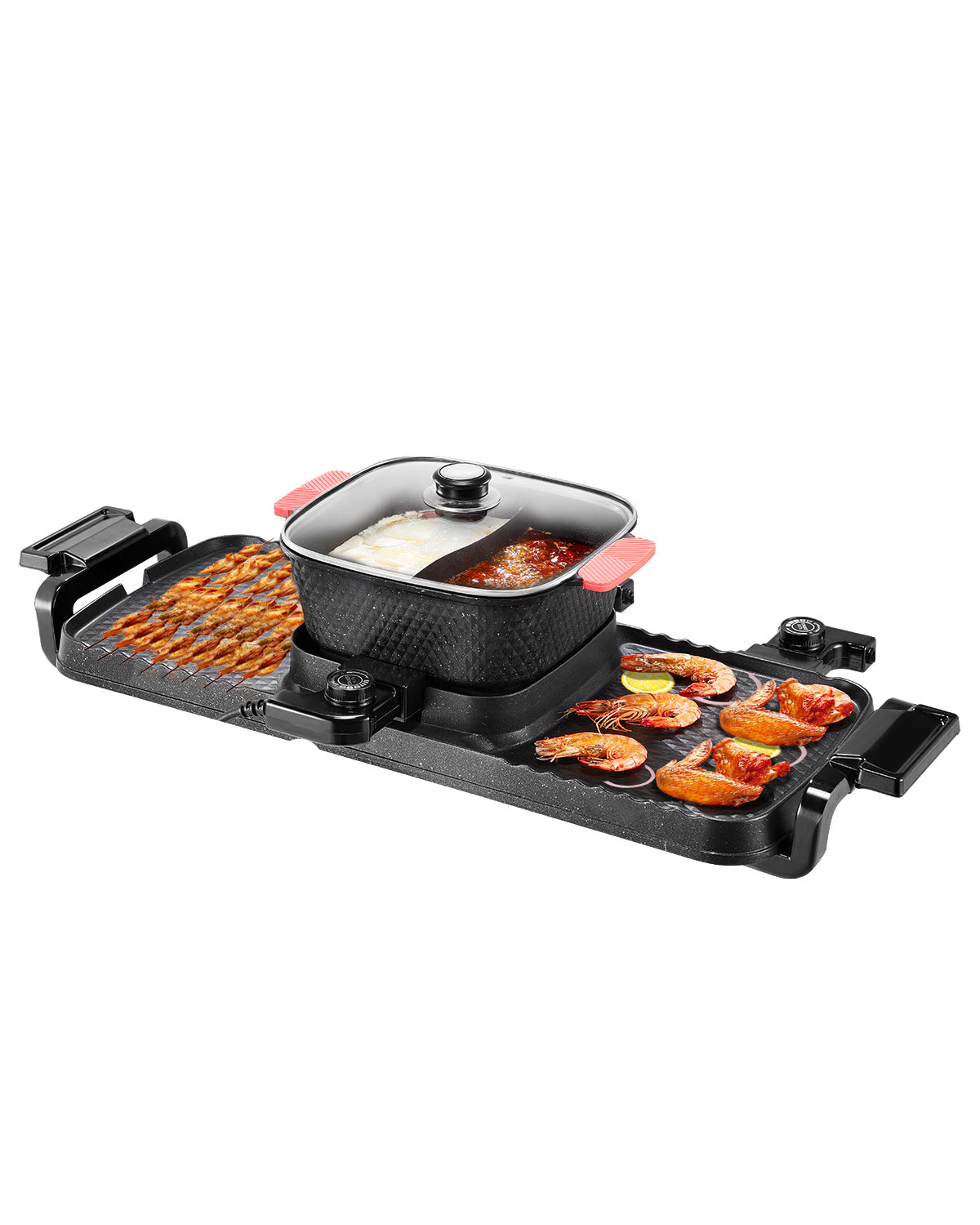 Hot Pot with Grill 2300W 2-in-1 Electric Smokeless BBQ Pan with Removable Pot
