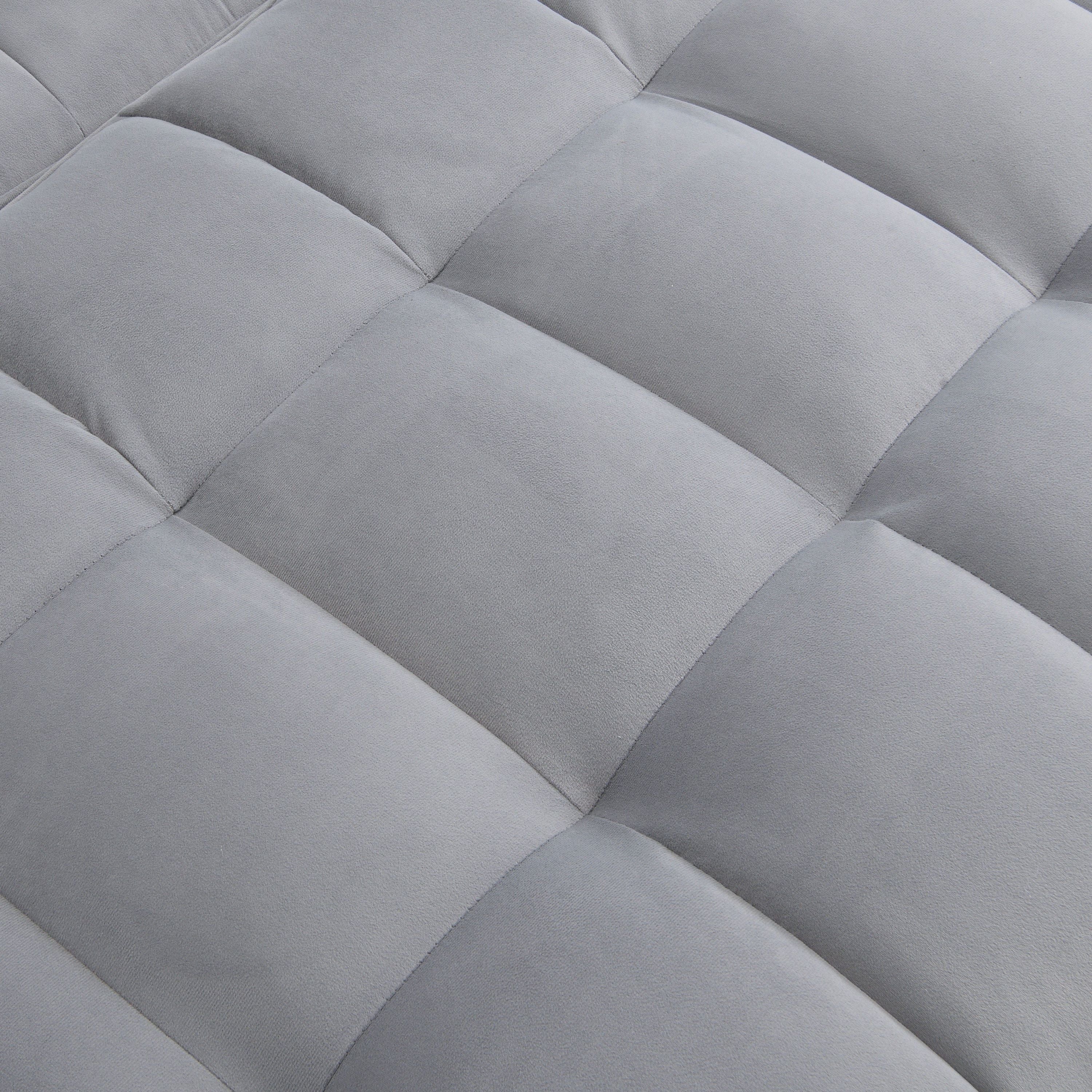 Modern Velvet Loveseat Futon Sofa Couch with Pullout Bed, Adjustable Backrest, Toss Pillows, Light Gray