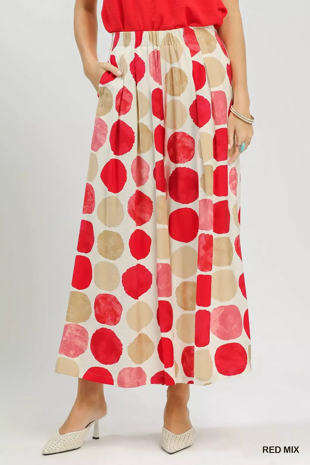 Umgee Dot Print Wide Leg Pants