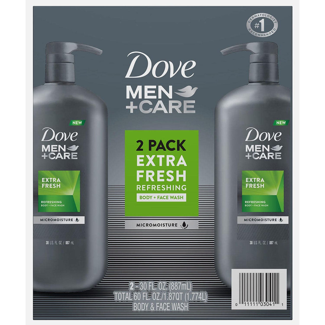 Dove Men+Care Body and Face Wash Extra Fresh 30 Fluid Ounce (Pack of 2)