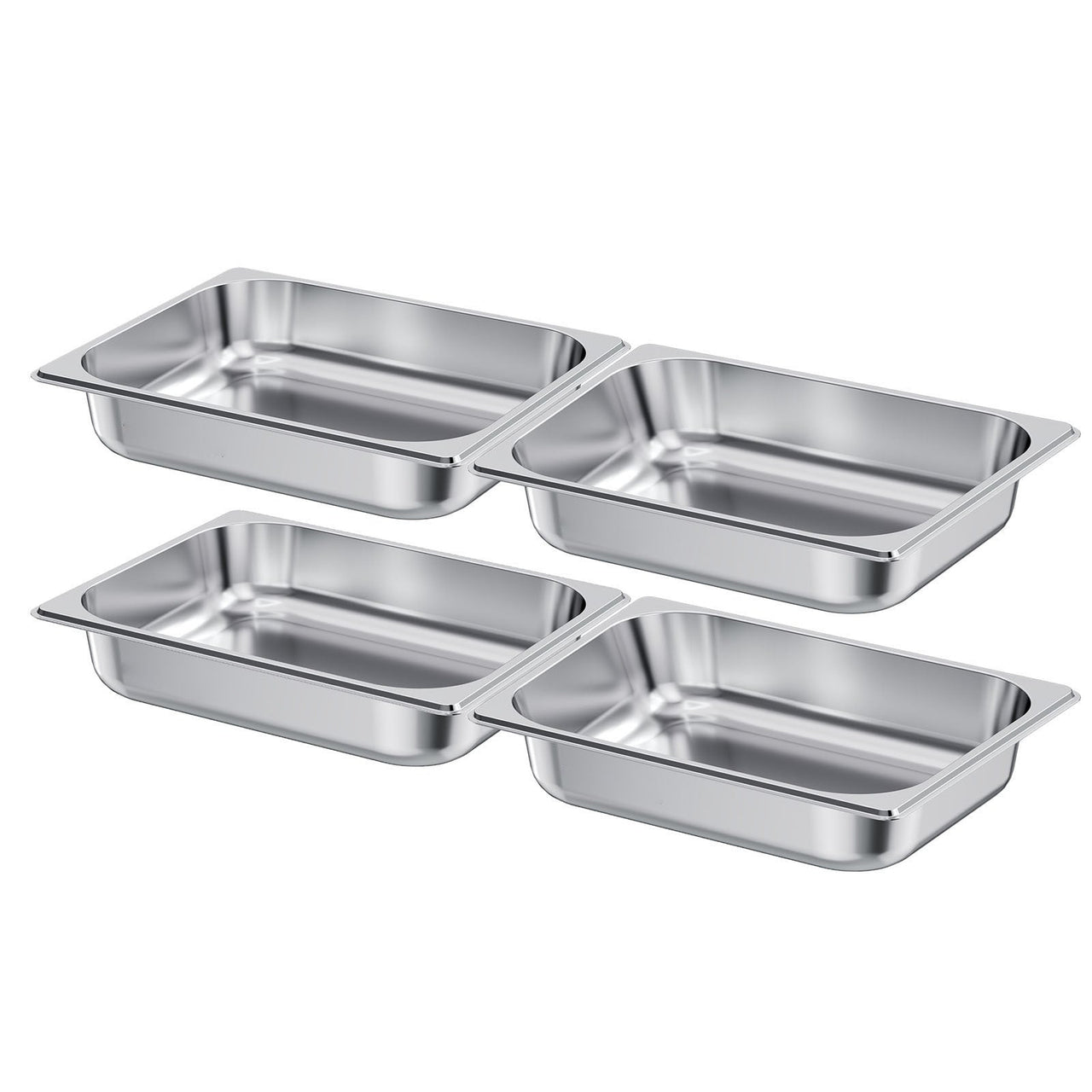 4 Pack Stainless Steam Hotel Pan, 1/2 Size Table Steam Pan, 2.5 Inch Deep Anti Jam Restaurant Supplies Reusable Rustproof Catering Storage for Home, Party, Restaurant, Hotel, Buffet