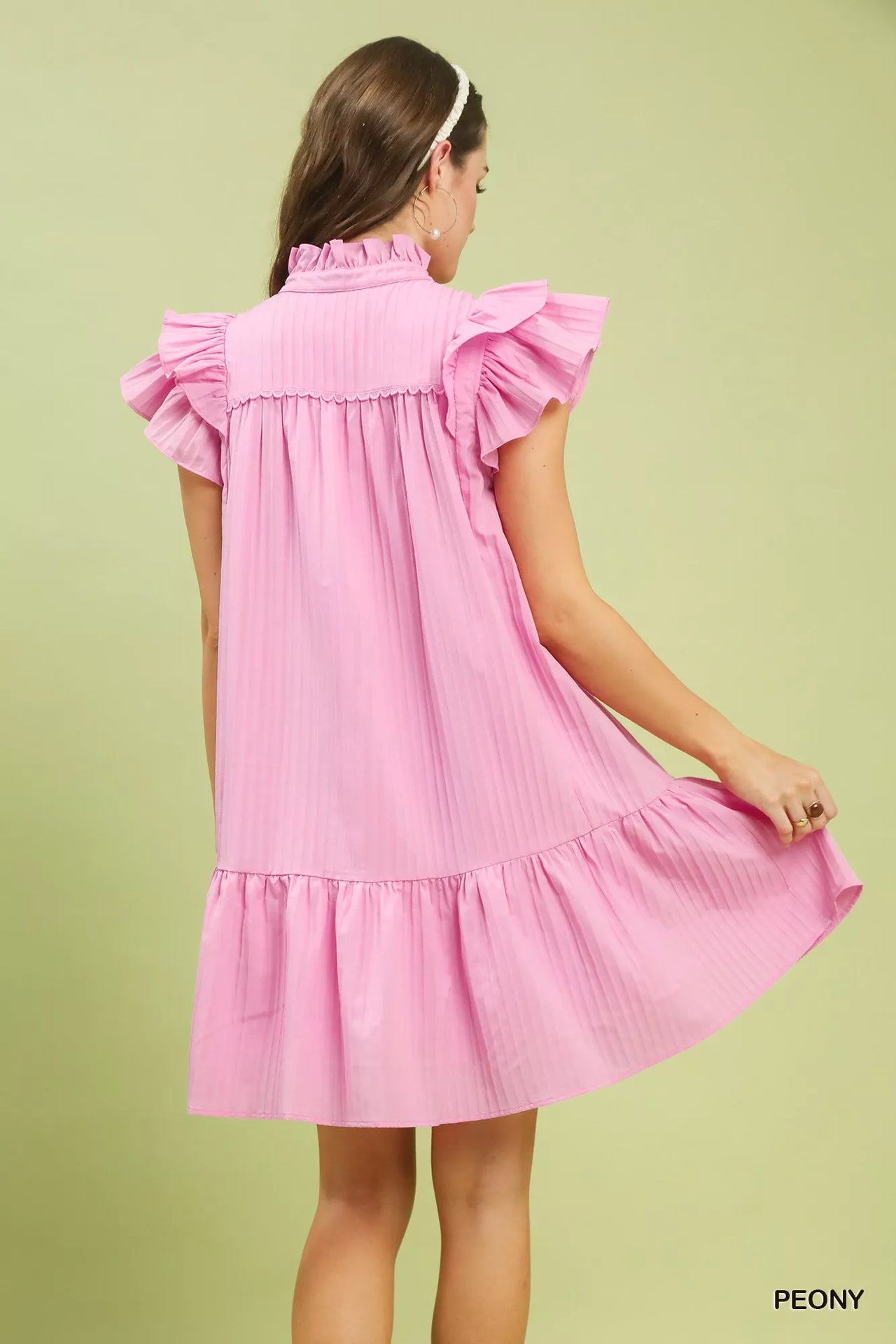 Umgee Flutter Sleeve Tiered Dress