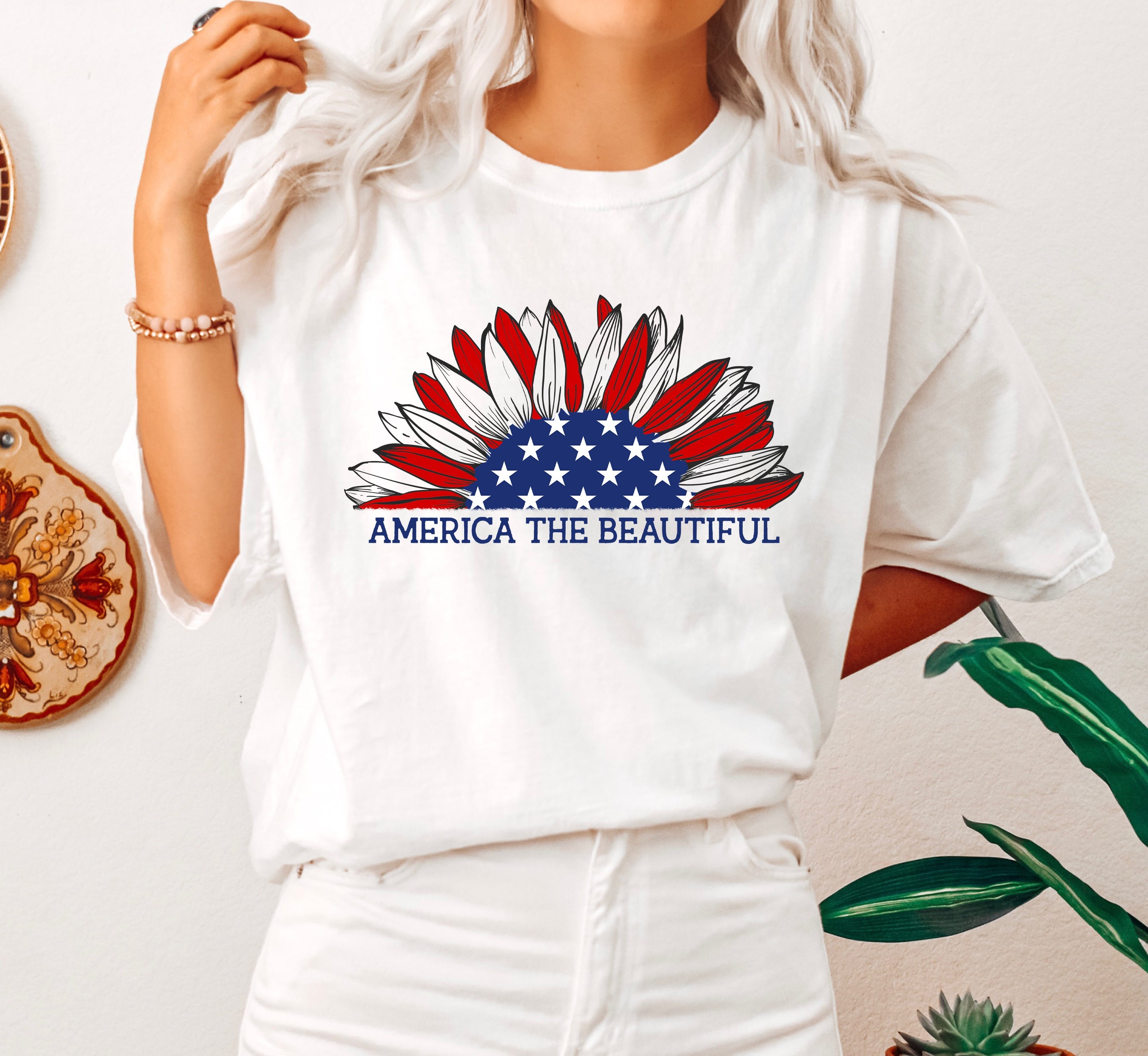 America The Beautiful Sunflower Deluxe Edition Americana Patriotic Comfort Colors Tee