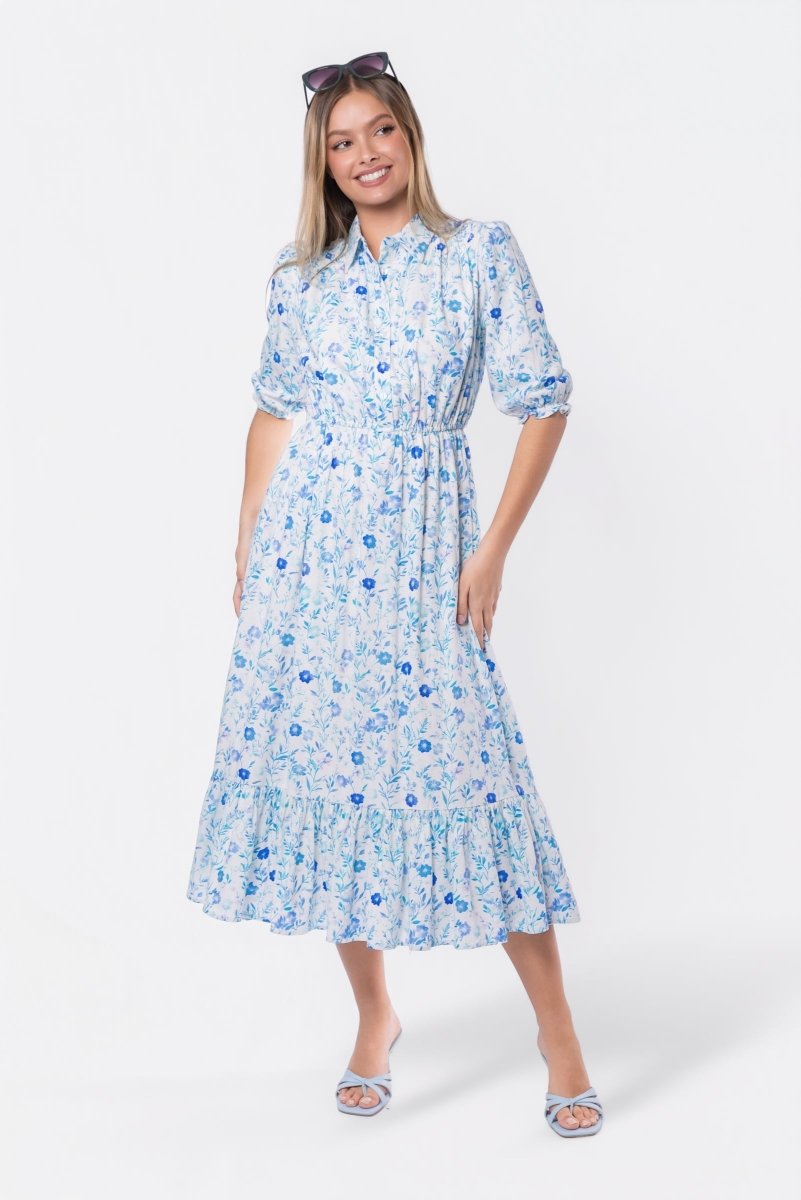 Amy Dress (White Blue)