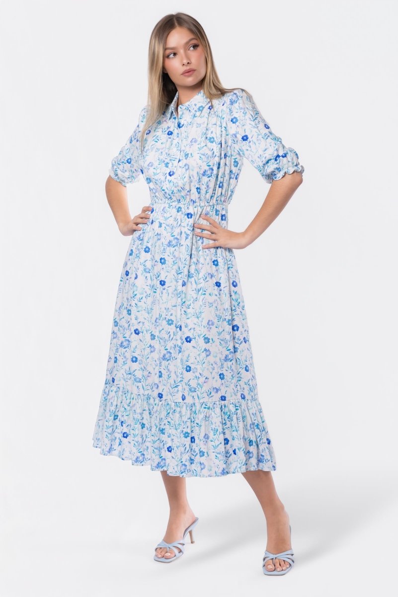 Amy Dress (White Blue)
