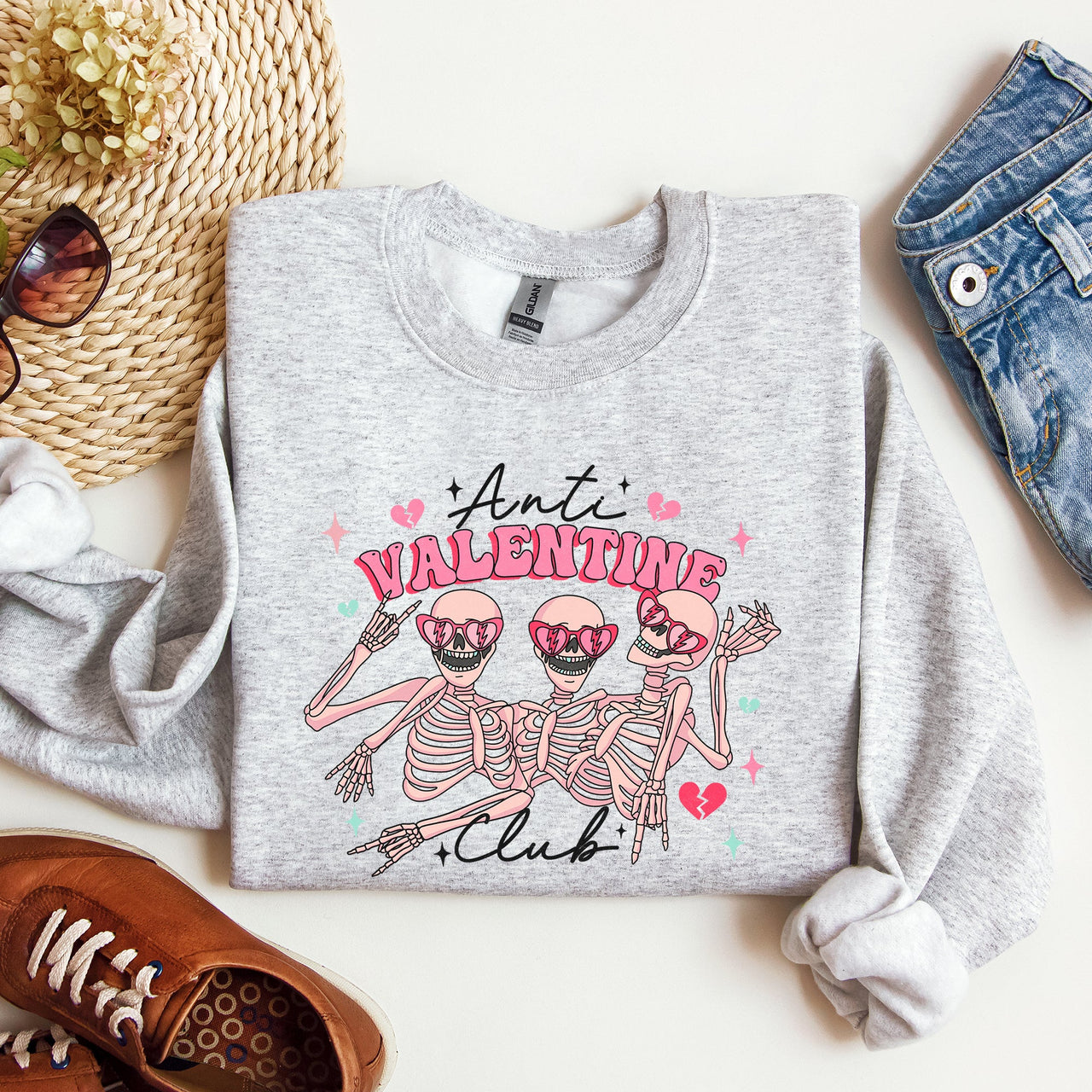 Anti Valentine's Club Skeleton Iconic Nightlife Self-Love Celebration Edition Sweatshirt