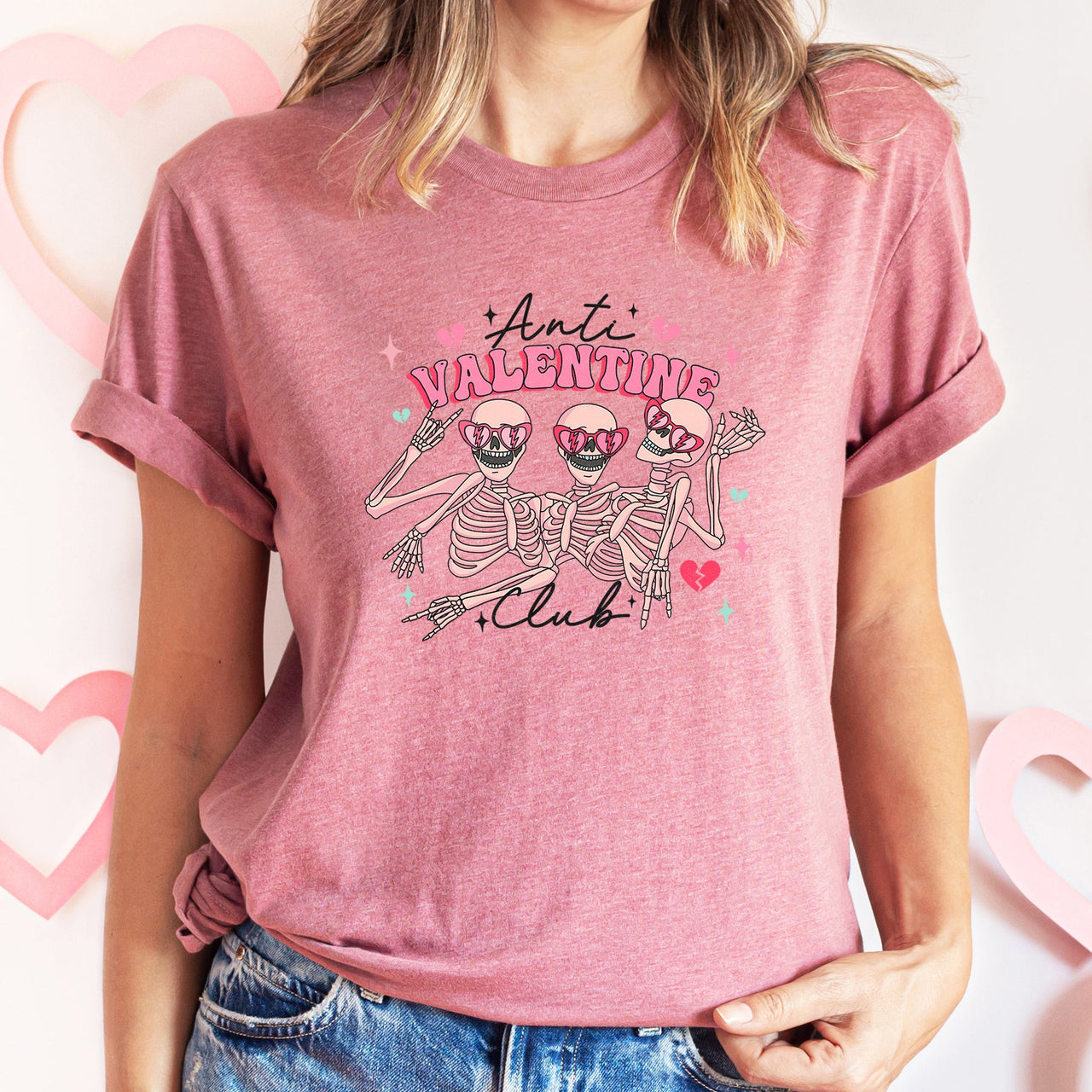 Anti Valentine's Club Skeleton Dark Humor Vintage Gothic Style Edition Graphic Tee