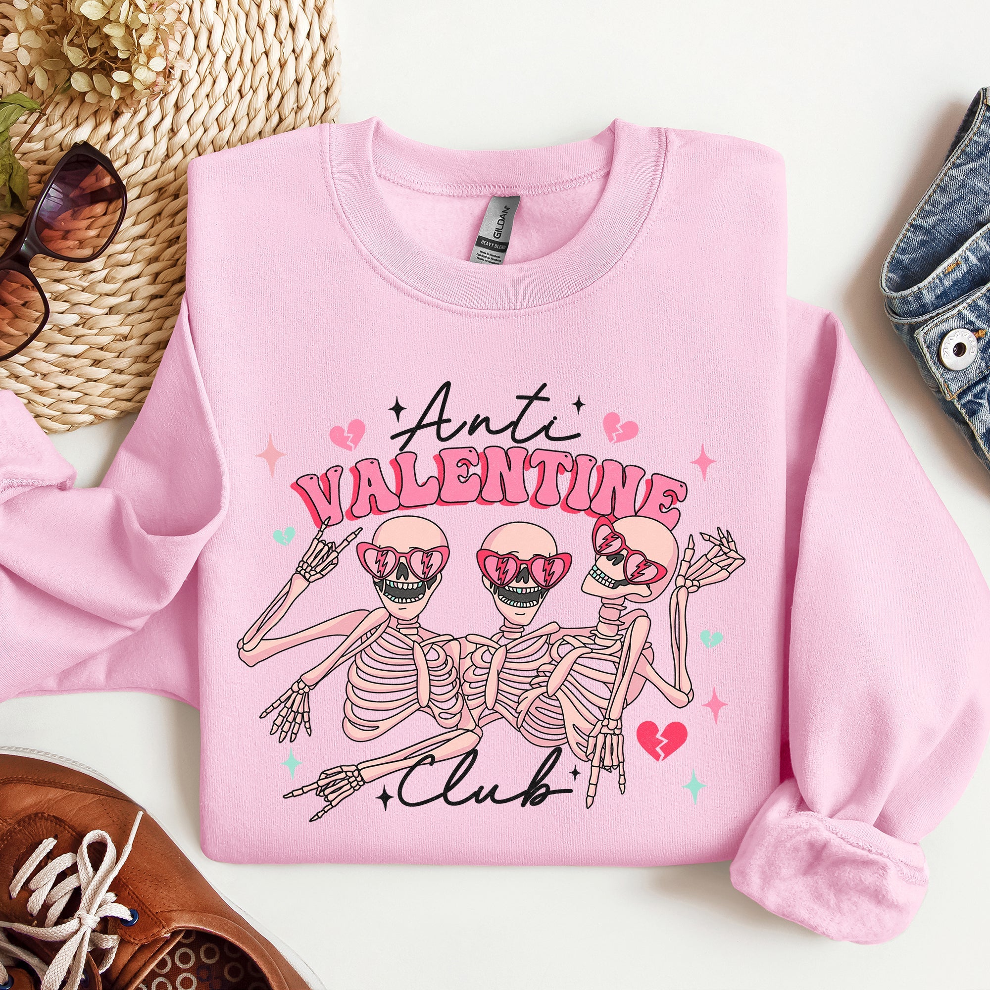 Anti Valentine's Club Skeleton Iconic Nightlife Self-Love Celebration Edition Sweatshirt