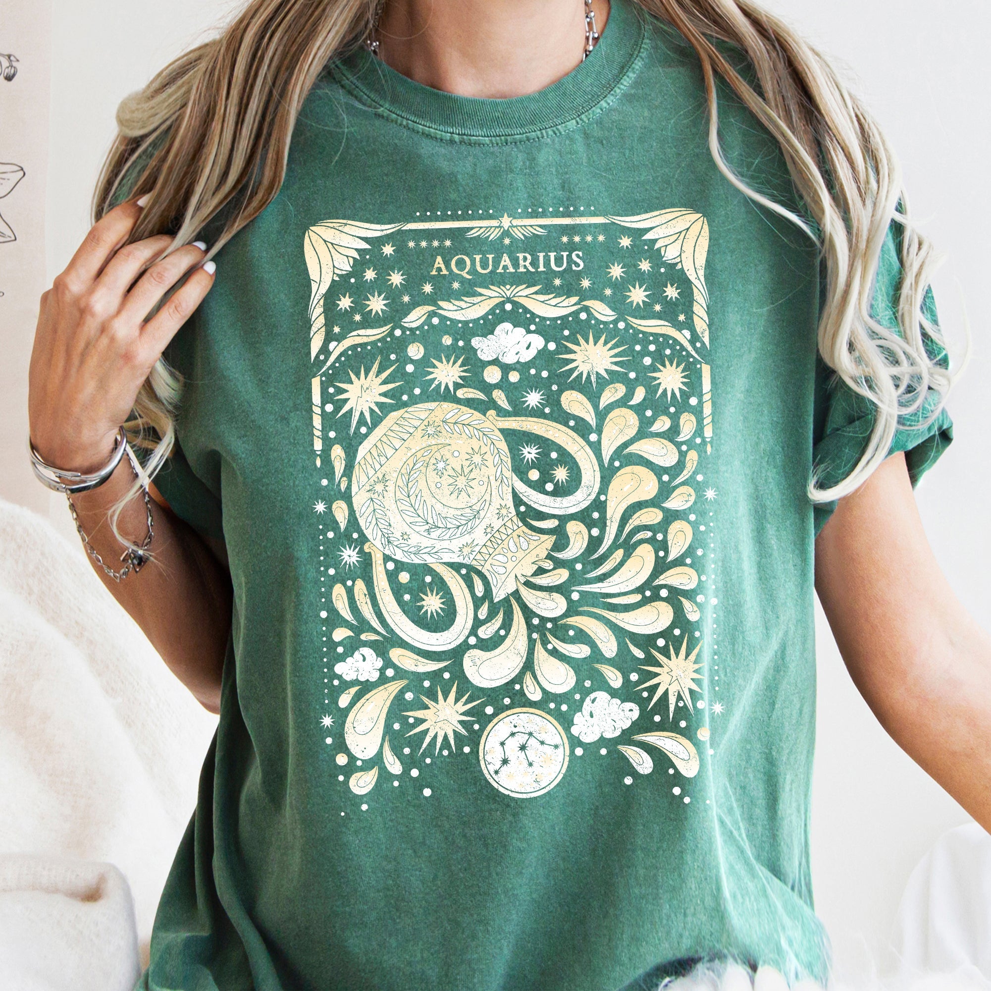 Aquarius Celestial Zodiac Horoscope Astrology Limited Edition Comfort Colors Tee
