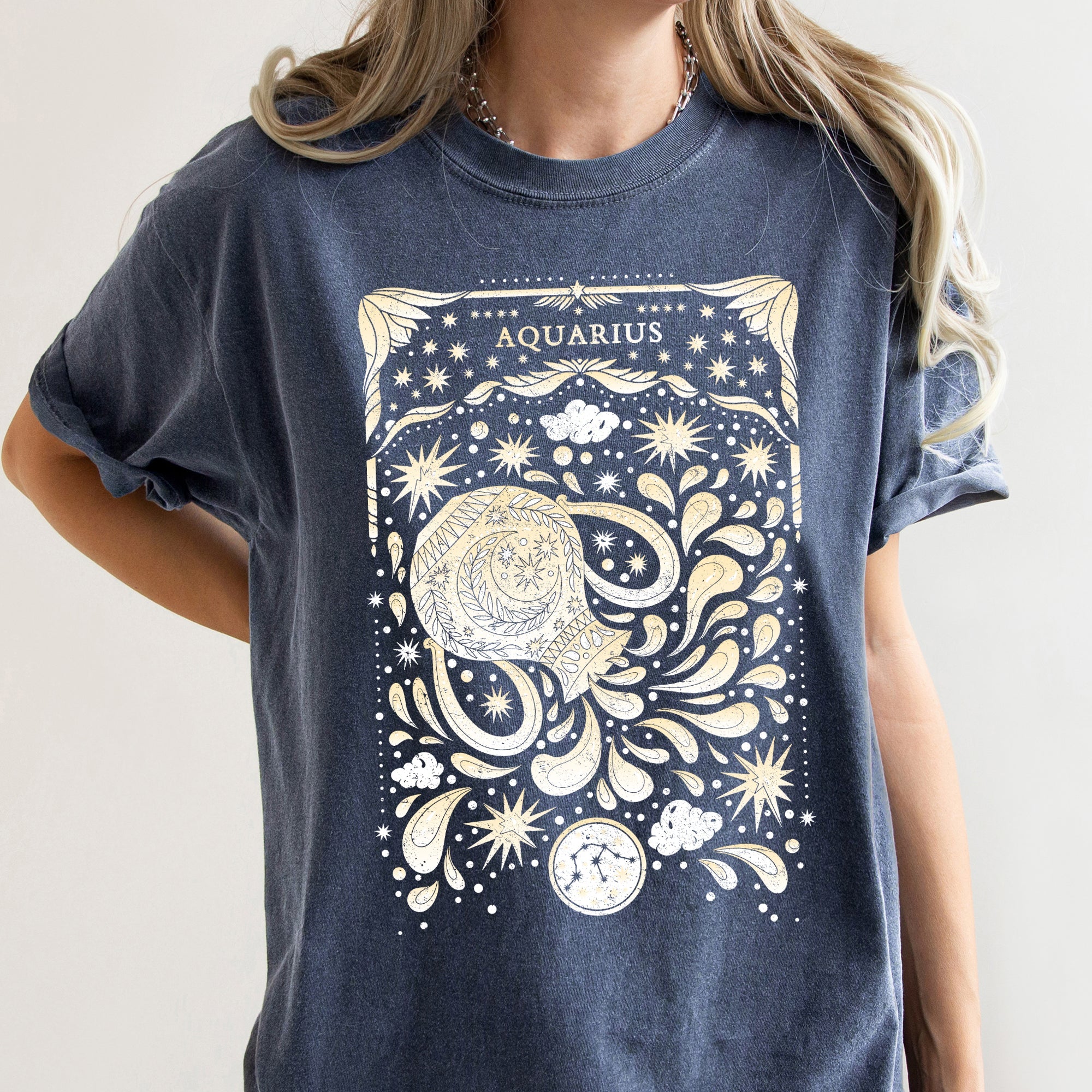 Aquarius Celestial Zodiac Horoscope Astrology Limited Edition Comfort Colors Tee