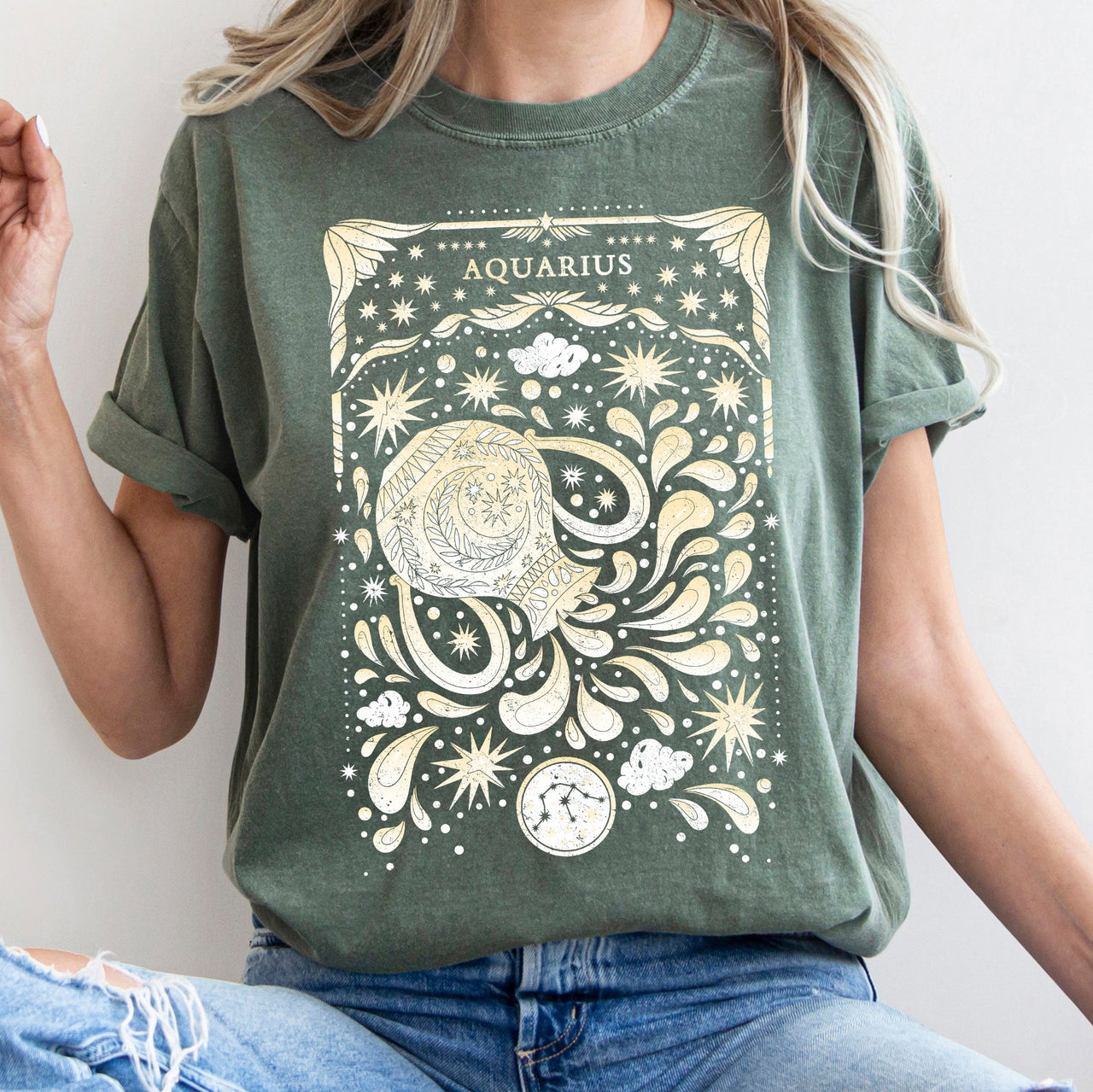 Aquarius Celestial Zodiac Horoscope Astrology Limited Edition Comfort Colors Tee