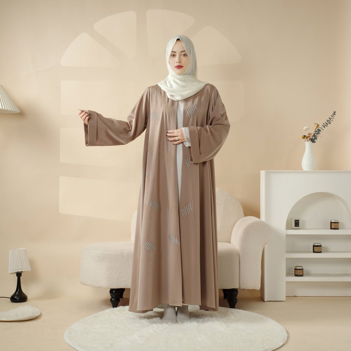 Archive Piece 3D Embroidery Abaya With Geometric Beads - MP004 (Size M Only)