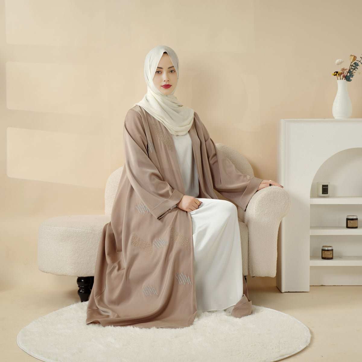 Archive Piece 3D Embroidery Abaya With Geometric Beads - MP004 (Size M Only)