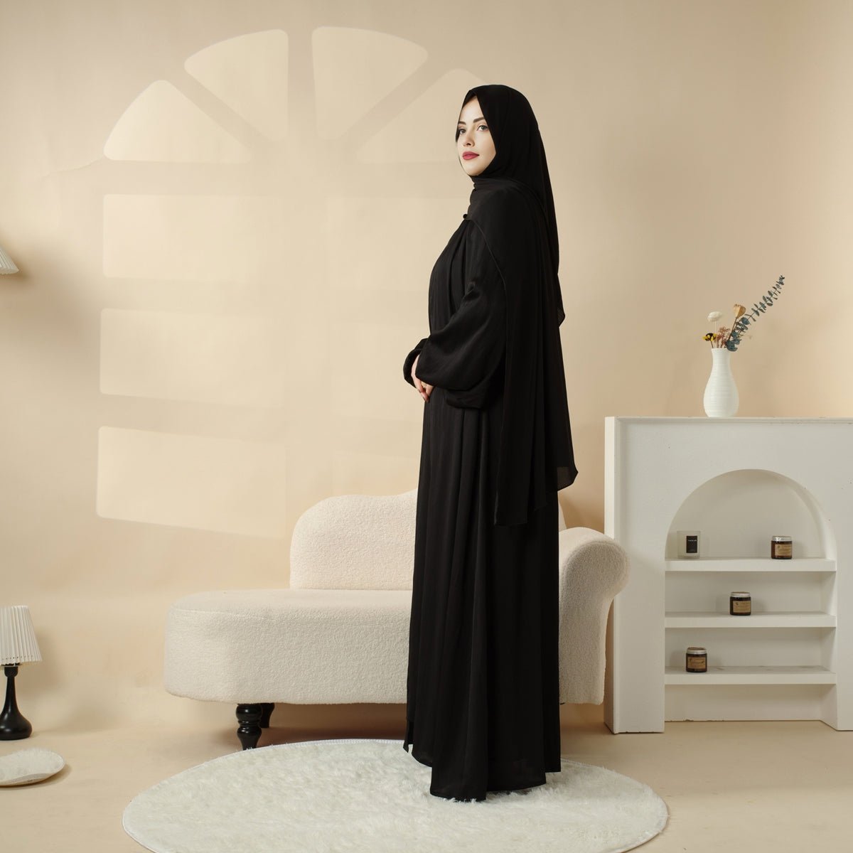 Archive Piece Crinkle Crepe Abaya 3-Piece Set - MP025 (Size M Only)