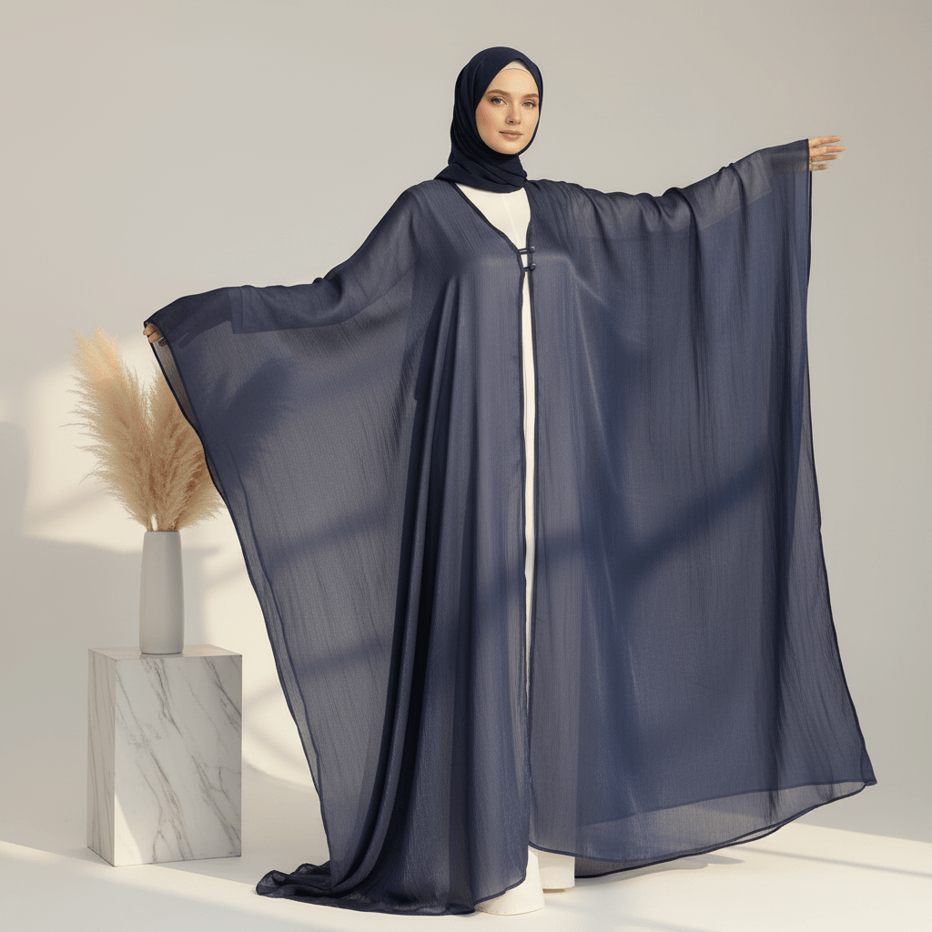 Archive Piece Crinkle Open Abaya & Hijab Set - MP027 (Size L Only)