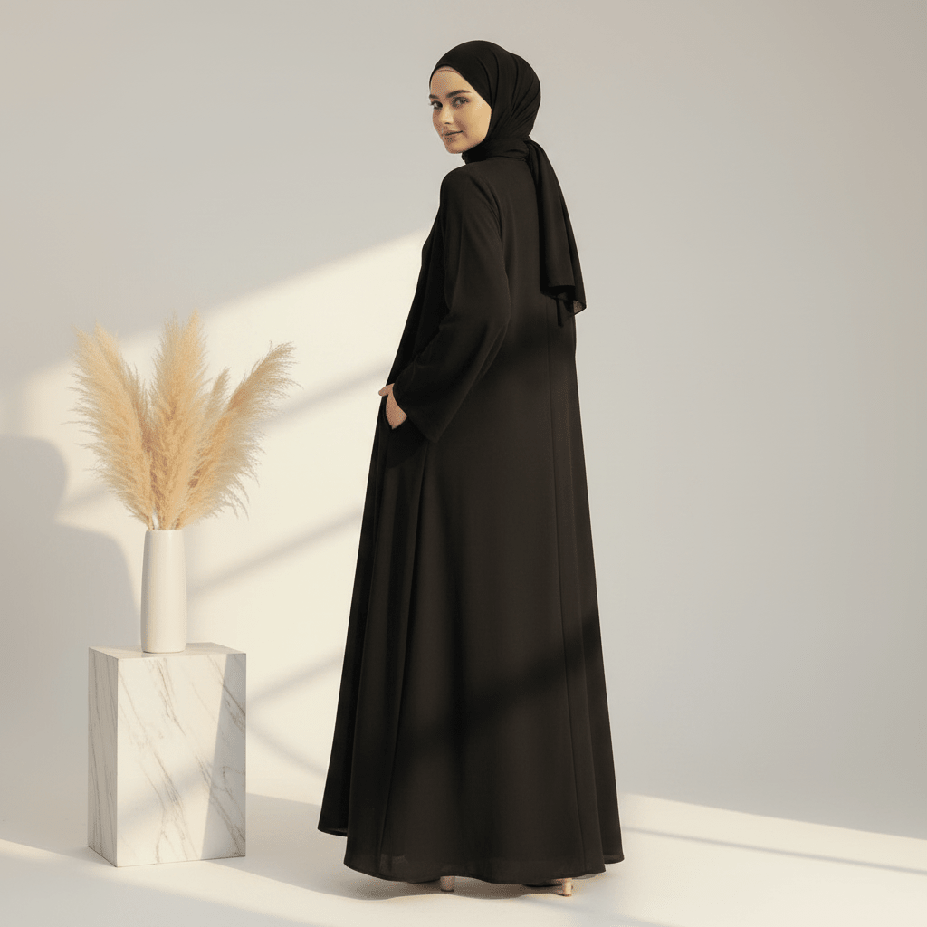 Archive Piece Ice Silk Crepe Open Abaya 2-Piece Set - MP014 (Size XXL Only)