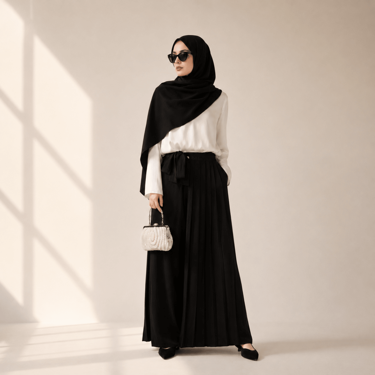 Archive Piece Pleated Overskirt, Wide-Cut Pants Set - MP012 (Size M Only)