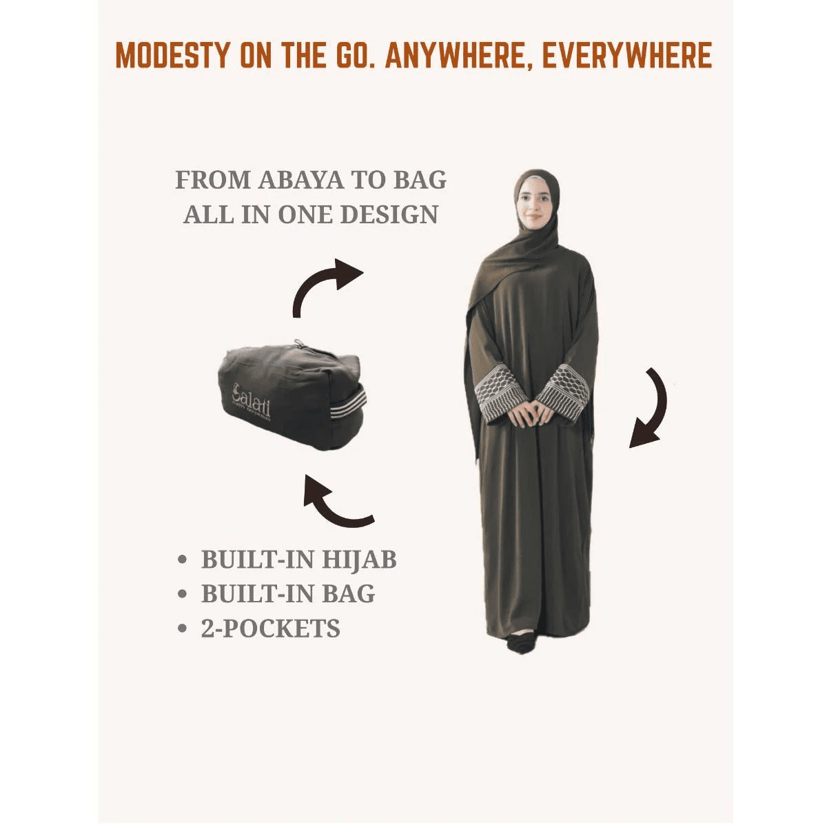 Archive Piece Portable Pocket Headscarf Dress Abaya - MP042 (Size Free Size Only)