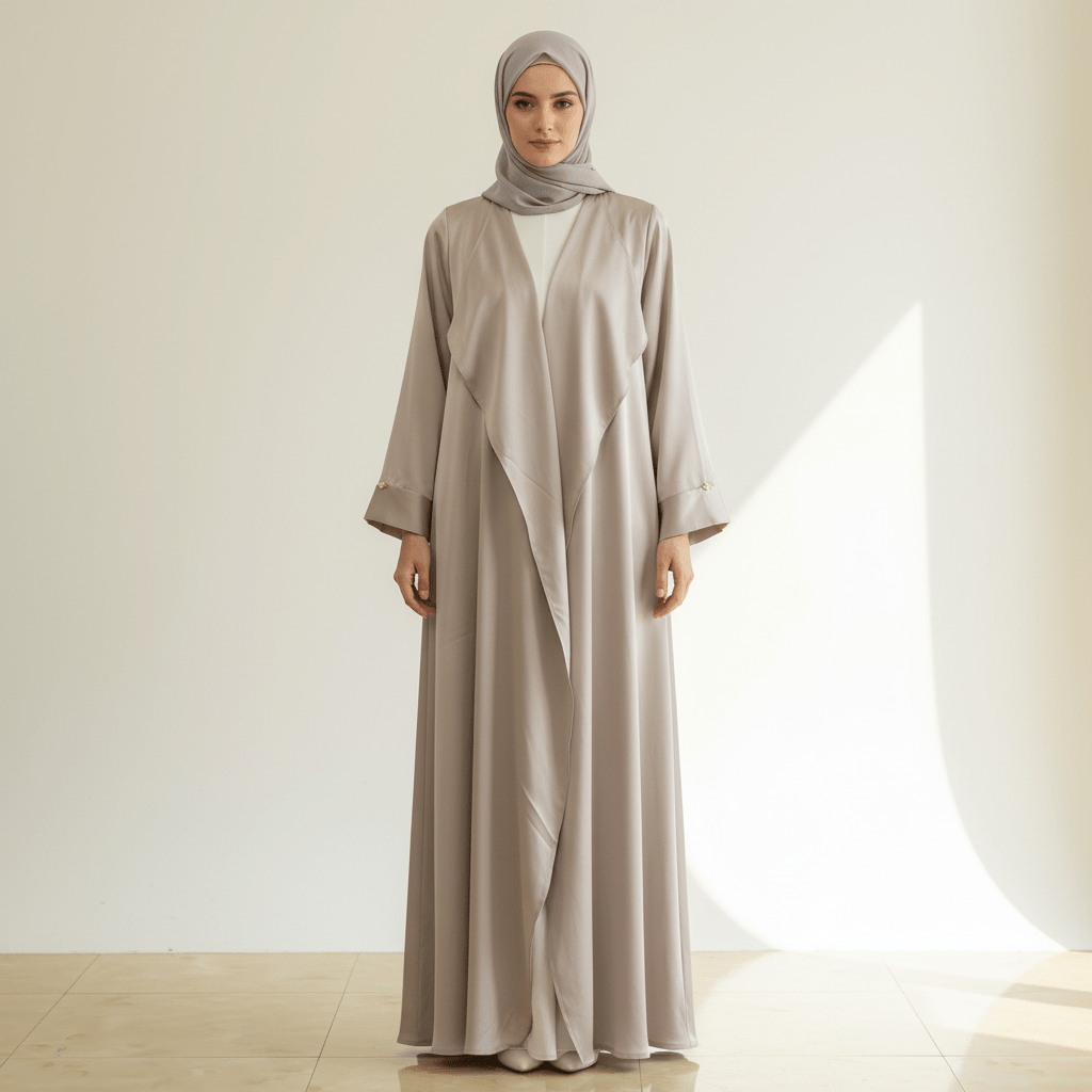 Archive Piece Satin Open Abaya & Hijab 2-Piece Set - MP010 (Size M Only)