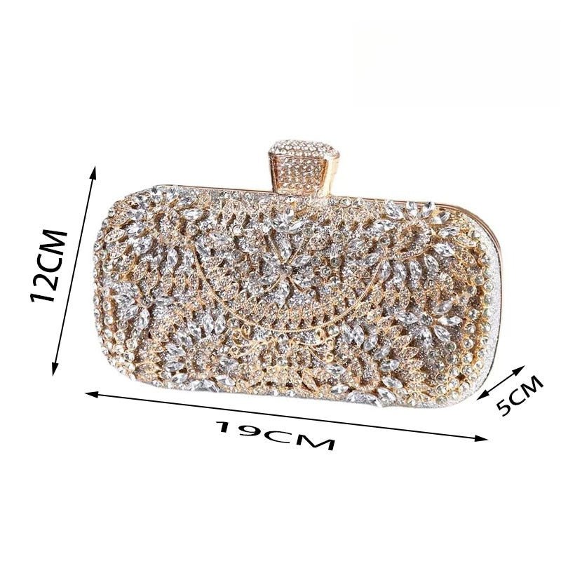 Artisan Crystal-Flower Evening Clutch Luxury Glitter Handbag for Couture & Galas (MAC274)
