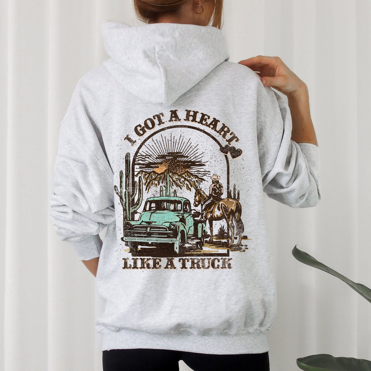 I Got A Heart Like A Truck Western Country Music Valentine Edition Hooded Sweatshirt