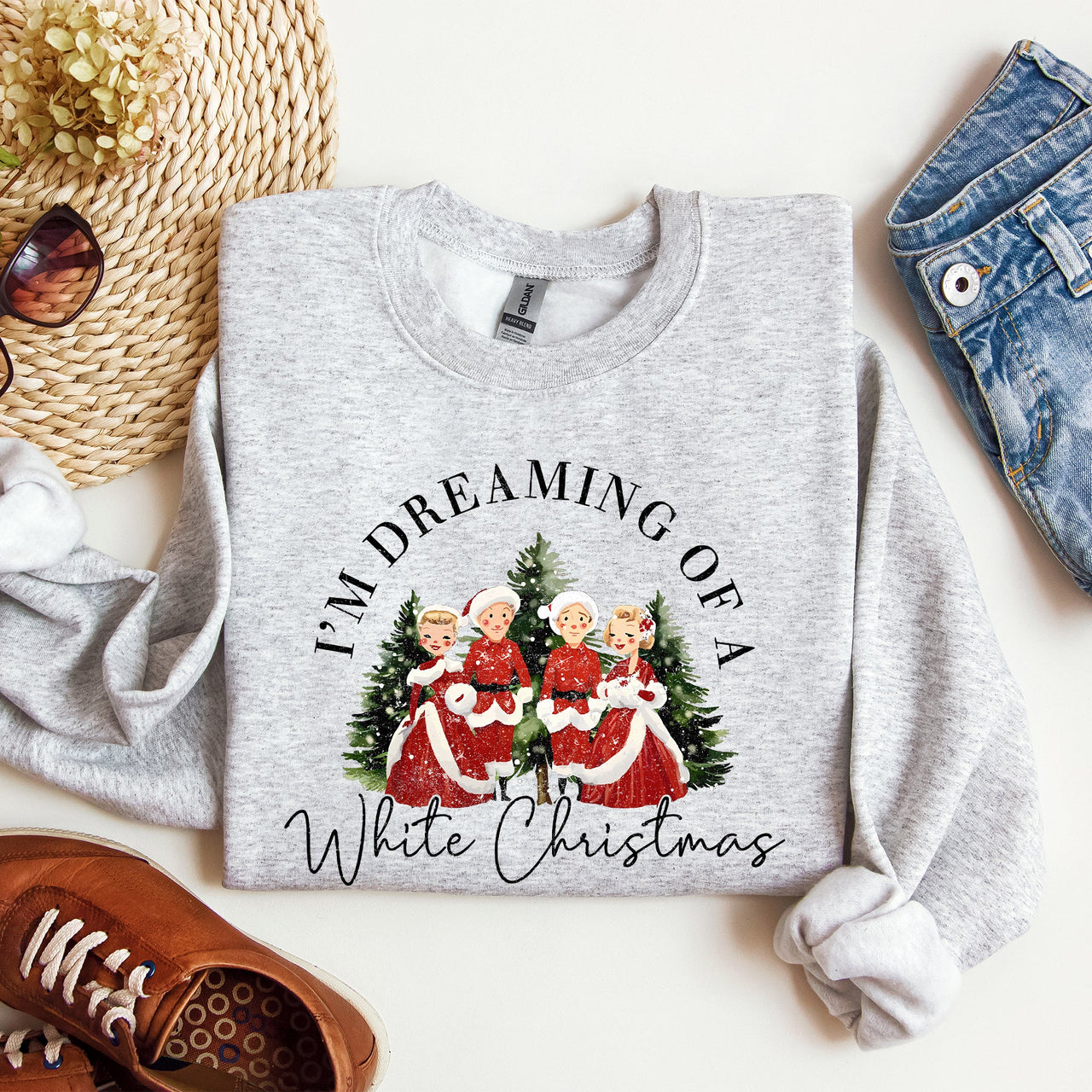 I'm Dreaming Of A White Christmas Retro Movie Classic Holiday Cozy Warm Sweatshirt